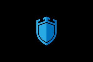 Simple Minimalist Modern Shield Castle for Secure Guard Logo Design Vector