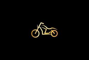 Simple Minimalist Golden Motorcycle Line Silhouette Logo Design Vector