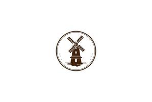 Vintage Retro Windmill Farm Badge Label Logo Design vector