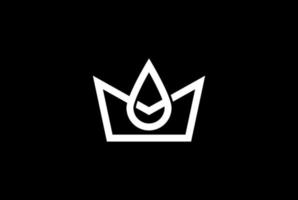 Simple Minimalist Royal King Crown with Water Liquid Aqua Oil Drop Logo Design Vector