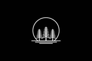 Rustic Retro Vintage Pine Evergreen Fir Hemlock Spruce Conifer Cedar Coniferous Cypress Larch Pinus Trees Forest Logo Design Vector