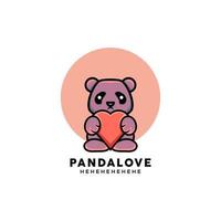 panda holding heart logo design vector