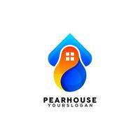 vector de diseño de logotipo colorido de casa de pera creativa