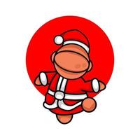 cute astronaut illustration wearing santa claus costume vector