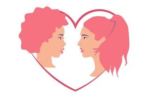 Same-sex love. Valentines day. Valentine card. Women in love. Same-sex couple vector