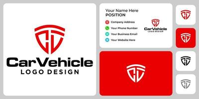 Letter C V monogram car emblem logo design with business card template. vector