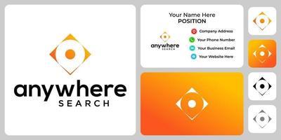 Location and wind direction logo design with business card template. vector