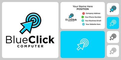 Click mouse logo design with business card template. vector