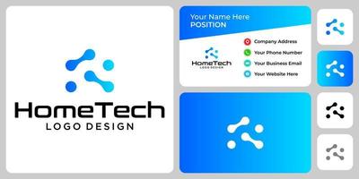 Home and technology logo design with business card template. vector