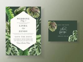 Exotic floral tropical wedding invitation card template vector