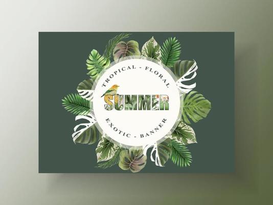 Exotic floral tropical for banner or flyer template