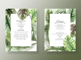 Exotic floral tropical wedding invitation card template vector