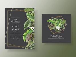 plantilla de tarjeta de invitación de boda tropical floral exótica vector