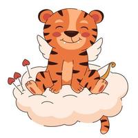 Cute cupid with a valentine arrow, happy smiling Amur tiger vector