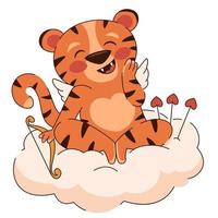 Cute cupid with a valentine arrow, smiling Amur tiger vector