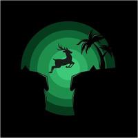 silhouette illustration of deer jumping vector