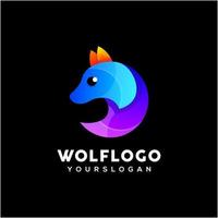 vector de diseño de logotipo colorido lobo creativo