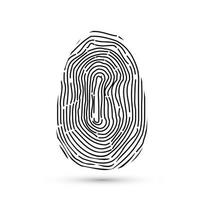 Fingerprint vector icons isolated on write with shadow. Biometric technology for person identity. Security access authorization system. Electronic signature. Black finger print.