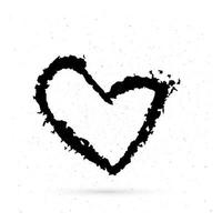 Hand drown heart on white background. Grunge shape of heart. Black textured brush stroke. Valentine s day sign. Love symbol. Easy to edit vector element of design.