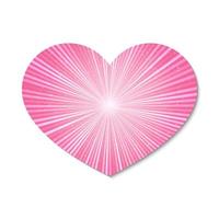 Pink glowing heart with the rays of light. Isolated on white background. Valentine s day retro vector illustration. Love story symbol. Easy to edit design template.