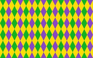 Traditional Mardi Gras seamless pattern. Green, purple and yellow geometric vector background. Easy to edit design template for your projects.
