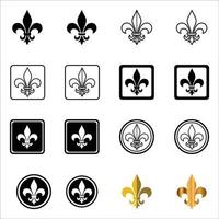 fleur delis icon set vector design template in white background