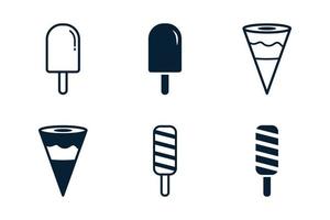 conjunto de iconos de helado plantilla de diseño vectorial en fondo blanco vector