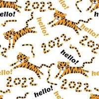 feliz año nuevo chino patrón de fondo con tigre y palabra, hola 2020, tarjeta de año nuevo vector