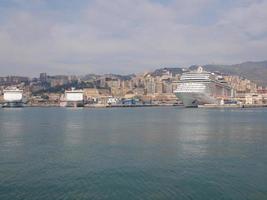 View of Genoa Italy from the sea photo