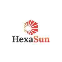 hexagon sun logo template vector