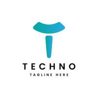 letter T technology logo design vector
