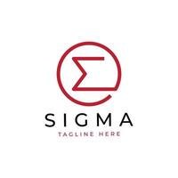 diseño de logotipo de sigma rojo simple y único en círculo vector