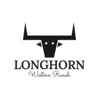 long horn bull logo design vector