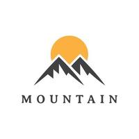 mountain or peak with sun logo design vector