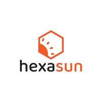 hexagon sun logo template vector