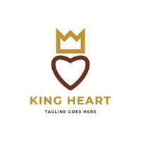 the king heart logo design vector