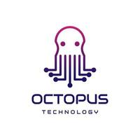 octopus technology logo design vector