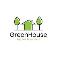 green house line logo design vector