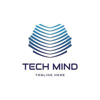 technology mind logo design vector