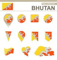 colección de banderas de Bután vector