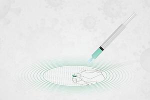 Guinea-Bissau vaccination concept, vaccine injection in map of Guinea-Bissau. Vaccine and vaccination against coronavirus, COVID-19. vector