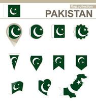 colección de banderas de pakistán vector