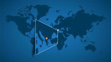 mapa detallado del mundo con un mapa ampliado de macedonia y países vecinos. vector