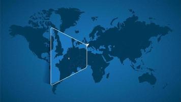 mapa mundial detallado con un mapa ampliado fijado de luxemburgo y países vecinos. vector