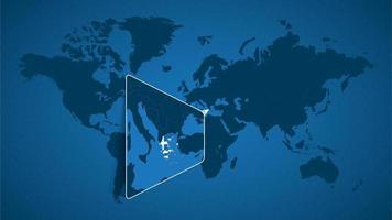 mapa detallado del mundo con un mapa ampliado de grecia y países vecinos. vector