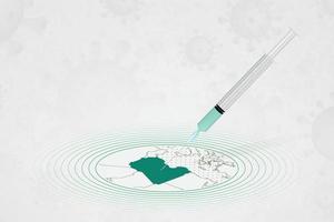 concepto de vacunación de libia, inyección de vacuna en el mapa de libia. vacuna y vacunación contra el coronavirus, covid-19. vector