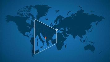 mapa detallado del mundo con un mapa ampliado de montenegro y los países vecinos. vector