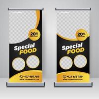 Food and Restaurant roll up banner design template vector