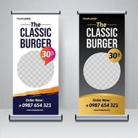 Food and Restaurant roll up banner design template vector