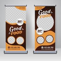 Food and Restaurant roll up banner design template vector